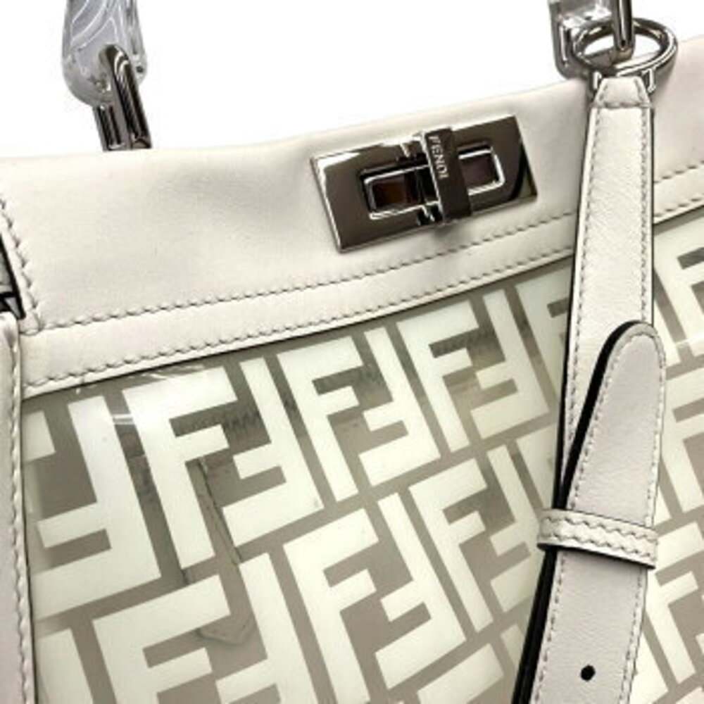 Fendi Clear Bag Edition Peekaboo Limited Leather Handbag White Shoulder Vinyl - Picture 6 of 9